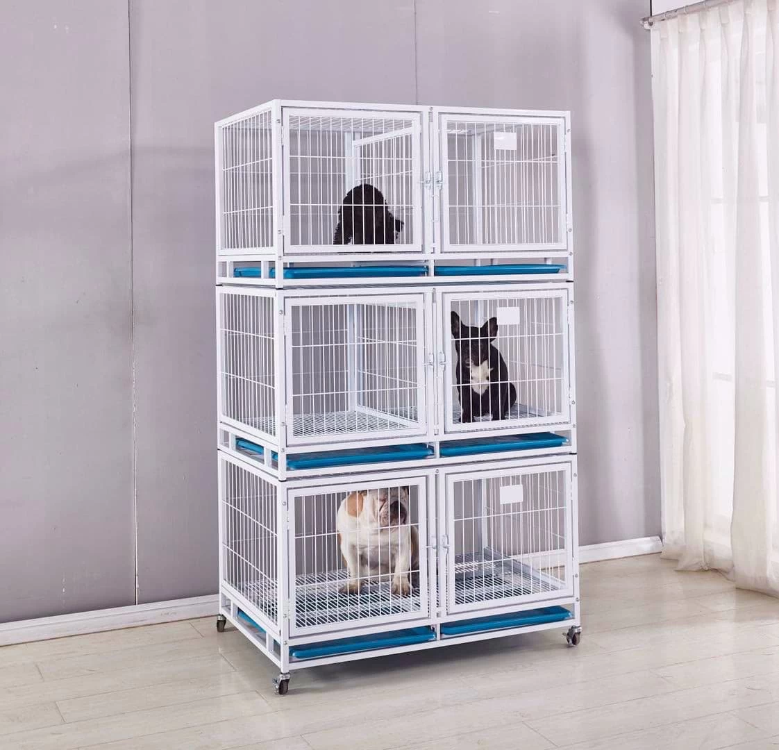 Pet-Agree Coated White Wire Cage Bank - 6 Small - 3 Larges